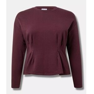 Torrid Super Soft Fleece Corset Sweatshirt Plus Size 2X Winetasting Burgundy